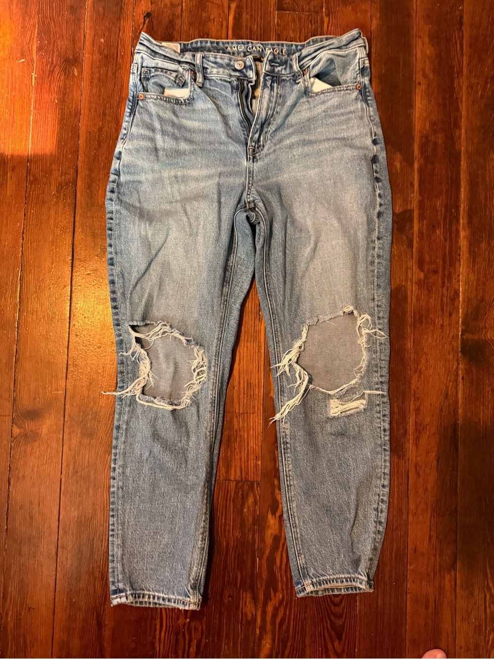 American Eagle Outfitters Light Blue Distressed Straight Leg Jeans